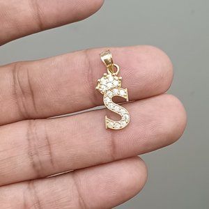 14kt real gold latter S pendant